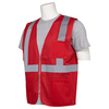 Erb Safety S863P Non-ANSI Mesh Safety Vest, Zip, 3 Pkts, Red, 2X 63259